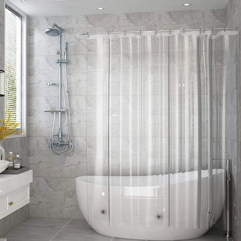 PEVA Bathroom Shower Curtain Liner Heavy Duty Waterproof Bathing Screen Transparent with Magnet Bottom 180x180cm for Home Hotel