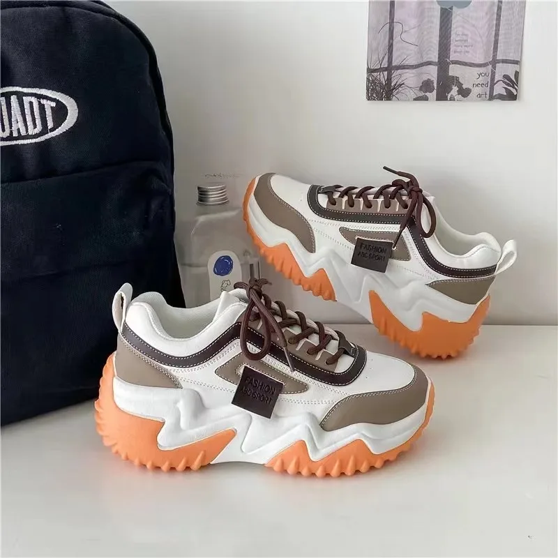 

Chunky Sneakers for Women Autumn Fashion Casual Running Shoes Waterproof Leather Vulcanize Shoe Comfortable Platform WalkingFlat