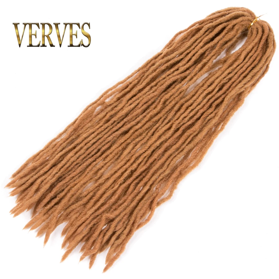 VERVES-trenzas sintéticas de ganchillo hechas a mano, extensiones de cabello trenzado ombré de 20 pulgadas, 24 hebras/piezas Locs, color negro, marrón y Rubio