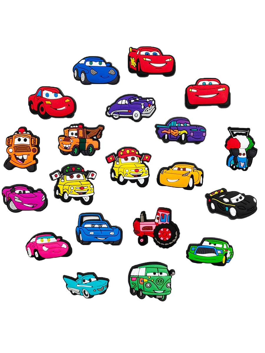 20 pièces de breloques pour chaussures Potdemiel Disney Racing Car Series, pour la décoration de chaussures DIY, accessoires, épingles à chaussures, sandales à bulles