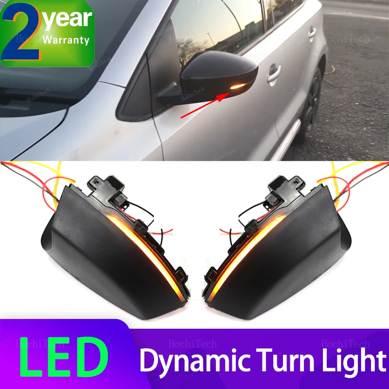 2PCS LED Dynamic Turn Signal Light Mirror Indicator Blinker Lamp for VW Volkswagen Polo MK5 6R 6C 2009-2017