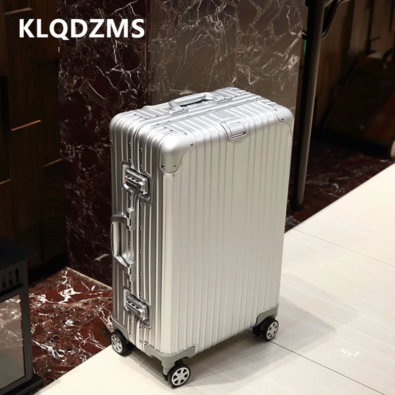 KLQDZMS Bagasi Pria 20 "24" 26 "28 Inci Semua Casing Troli Aloi Magnesium Aluminium Kotak Asrama Bisnis Koper Kabin Wanita