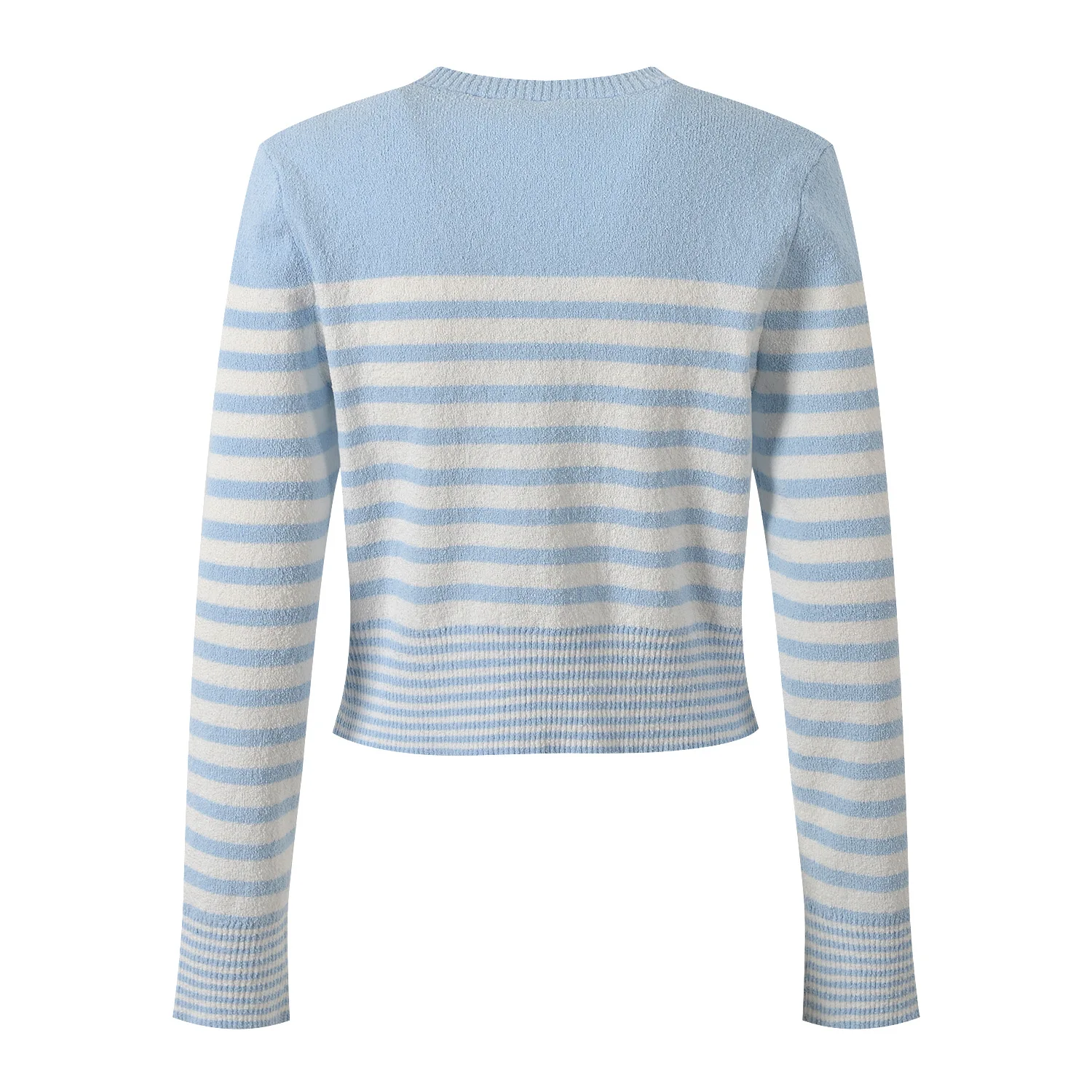 Primavera 2025 Maglia da donna slim fit rotonda Ne maglione gilet set colore Blo blu strisce bianche morbida età che riduce Faion Ens...