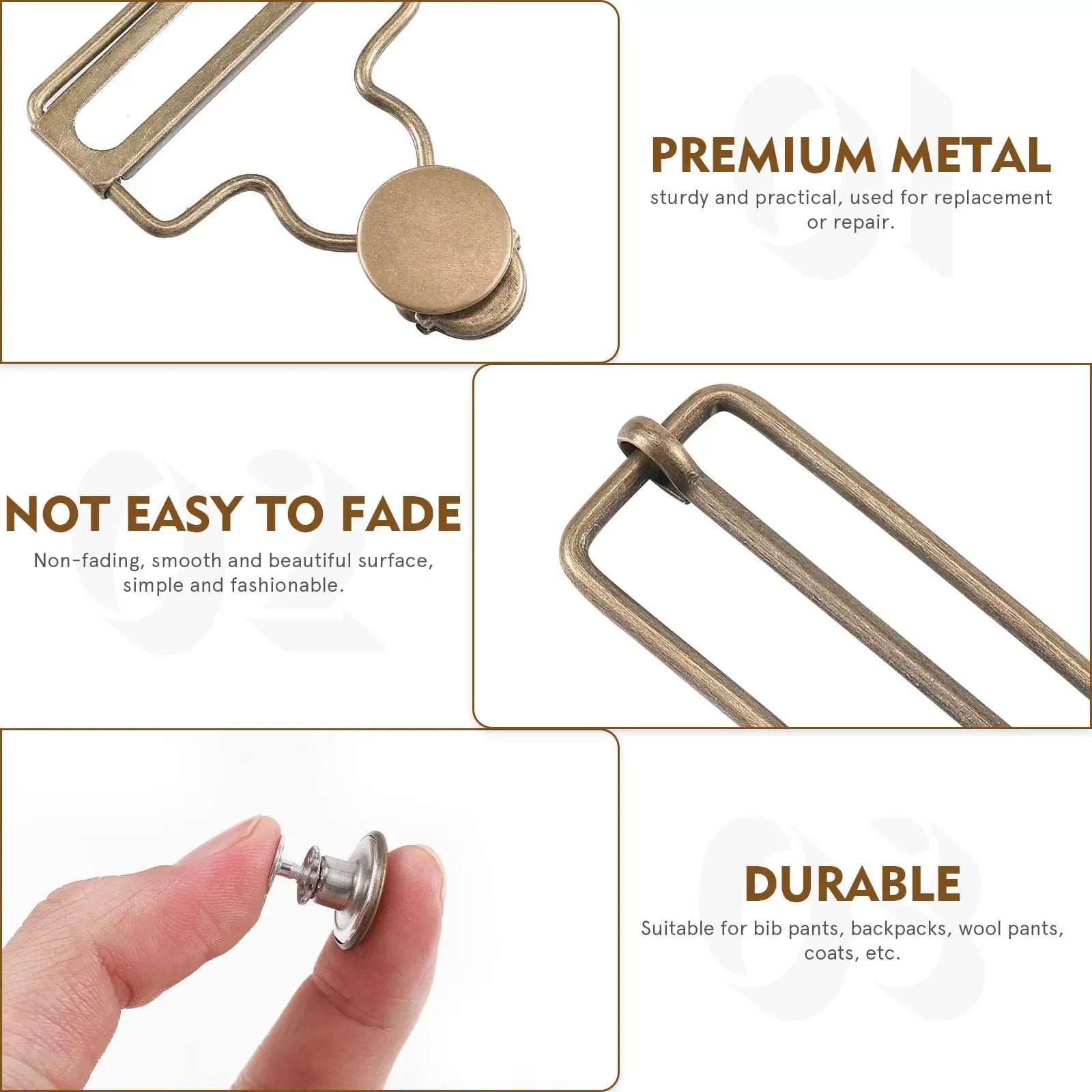 

Metal Gourd Buckle Suspender Buttons Clips Hooks Slider Fasteners Retro Durable Clothing Accessories DIY Projects
