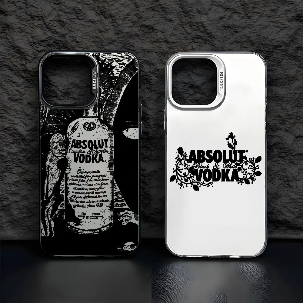 

Whiskey A-Absoluts Liquor Phone Case For IPhone 16 15 14 13 12 11 Pro Max Black Matte Multicolor Laser Metallic Aurora Funda