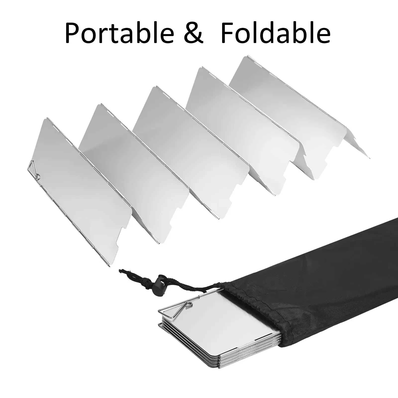 Stove Windscreen 10 Plates Outdoor Camping Cooking Aluminum Windscreen with Drawstring Bag Lightweight Butane Burner Windshield
