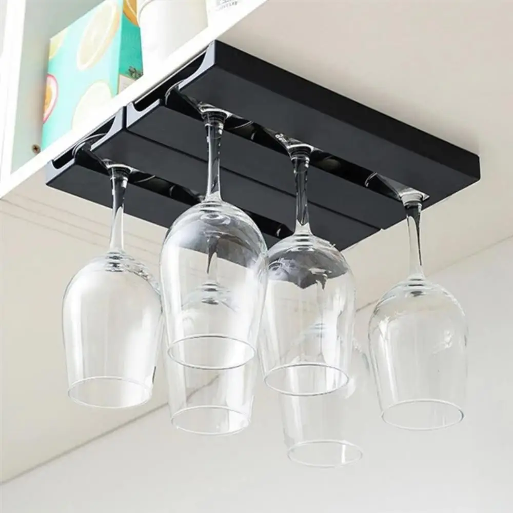 

Kitchen Accessories Wall Mount Wine Glasses Holder Stemware Classification Hanging Glass Cup Rack Punch-free Cupboard Organizer