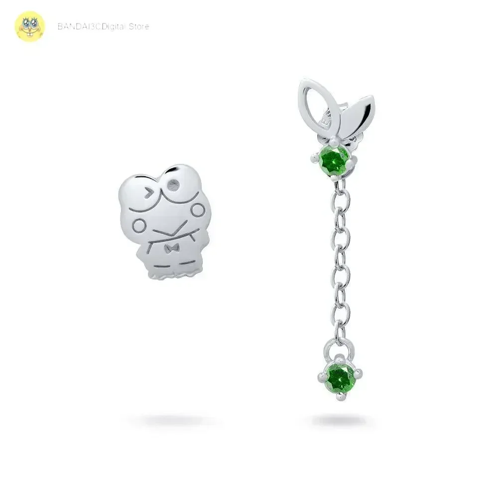 

Fantasy Paradise Keroppi Leaf Gem 925 Electroplated Sterling Silver Earrings Kwaii Jewelry Anime Accessories
