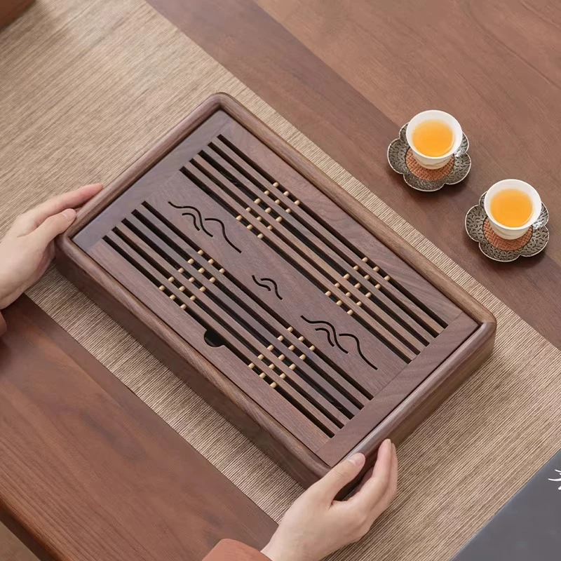 Small Office Home Tea Tray Rectangular Black Solid Wood Tea Tray Walnut Living Room bandeija imperial antiga Rectangular Tray