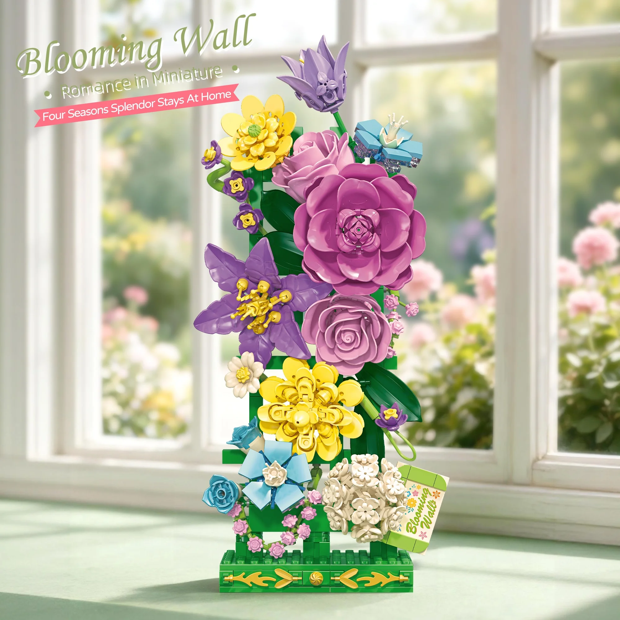 626Pcs Blooming Wall Building Blocks Colorful Flower Bouquet Bricks Model Floral Wall Decoration Ornament Toy For Adults Gifts