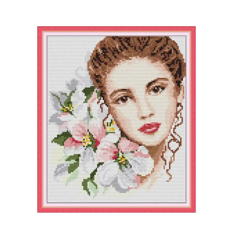 Cross stitch kit with beauty and flowers, embroidery with Bird, winter, snow, 18ct, 14ct, 11ct, printed, DIY, handmade, craft, f