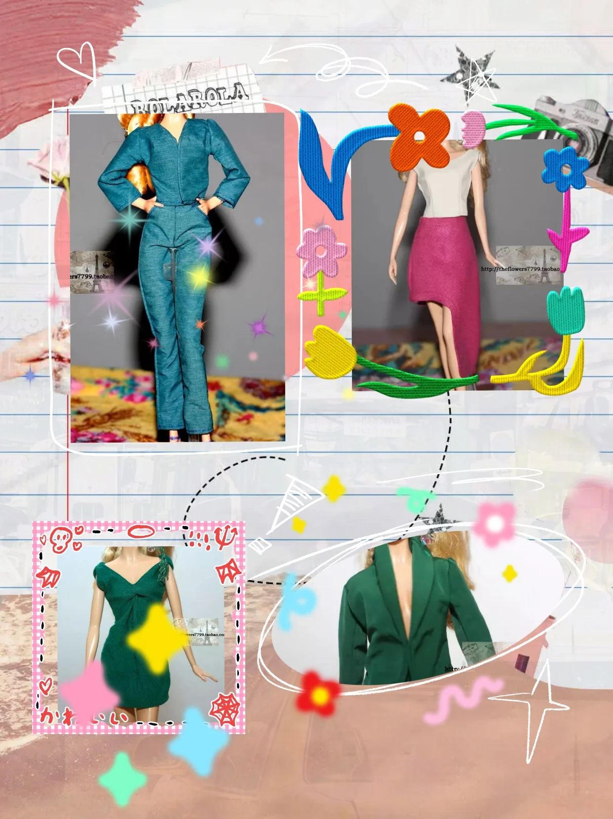 

1/6 Scale Female Doll's Clothing Accessories Business Suit Red White Dress Set Green Dress For 12'' Action Figure Toys Fit IT PP