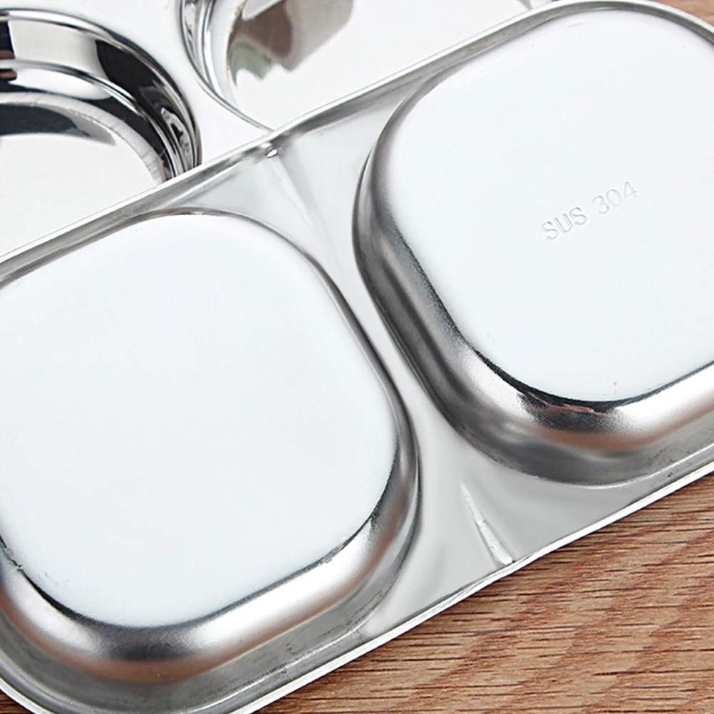 

Double Compartment Seasoning Dish Stainless Steel Flavor Dish for Condiments Dipping Appetizer Serving Bowls Seasoning Bowl