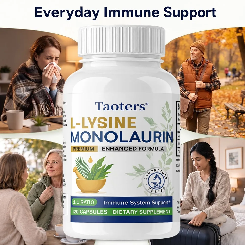 L-Lysine with Monolaurin, 500mg L-Lysine and 500mg Monolaurin Per Serving in A 1:1 Ratio; Vegan, Gluten-free, 120 Capsules