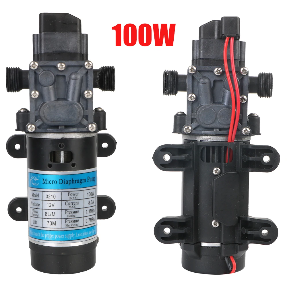 Agricultural Electric Water Pump Micro High Pressure Diaphragm Self Priming Pump DC 12V 100W 8L/min Durable Water Spray Car Wash