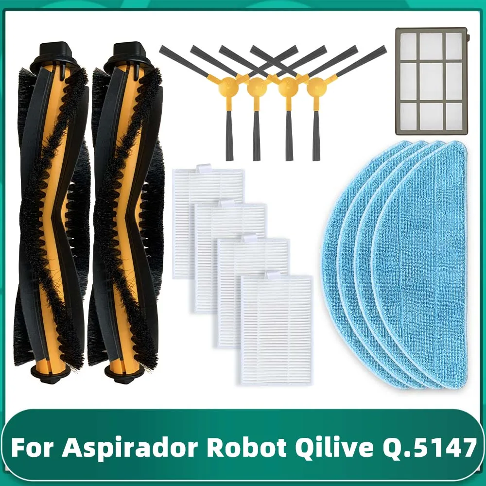 Misura per Aspirador Robot Qilive Q.5147 rullo principale spazzola laterale filtro HEPA panni Mop Pre-filtro vuoto pezzi di ricambio accessorio