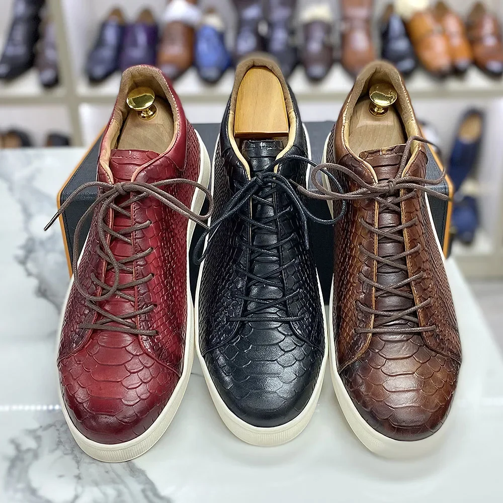 Men's Large Size Derby Casual Shoes Cow Genuine Leather Lace-Up Soft Sole Flat Driving Sneakers for Comfortable Wear