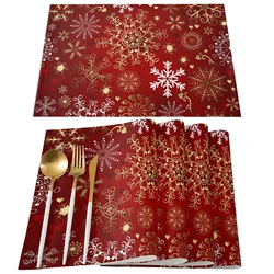 Christmas Snowflake Texture Table Mat Holiday Kitchen Dining Table Decor Placemat Wedding Party Decor Table Napkin