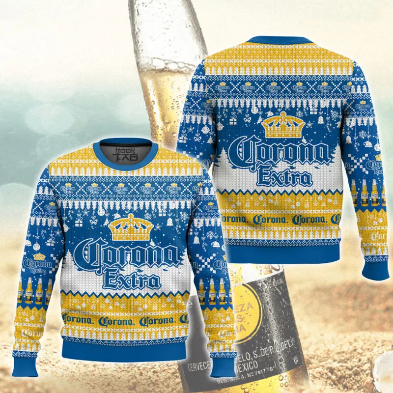 Sweater Natal Lucu Corona Extra Lager Beer, Sweater Pesta Liburan Unik Ukuran Besar untuk Pria Wanita, Hadiah Natal 2026