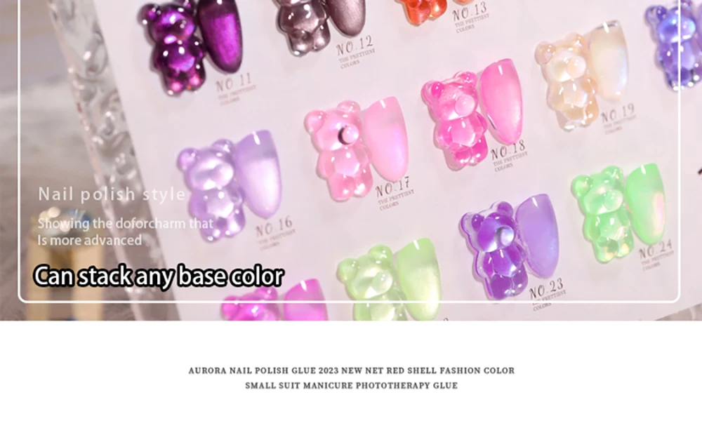 Vendeeni TPO HEMA FREE 24 Farben/Set Meerjungfrauen-Muschel Jelly Gel Nagellack Aurora Transparent UV Soak Off Gel Lack mit Display – Detail 4