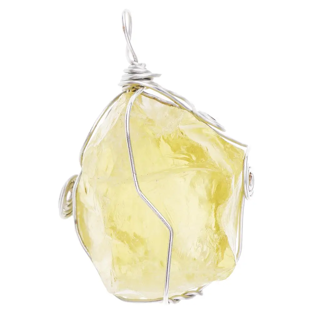 Citrine Pendant Natural Yellow Crystal Necklace Beads Stone Jewelry Making Supplies for Kids and Adults