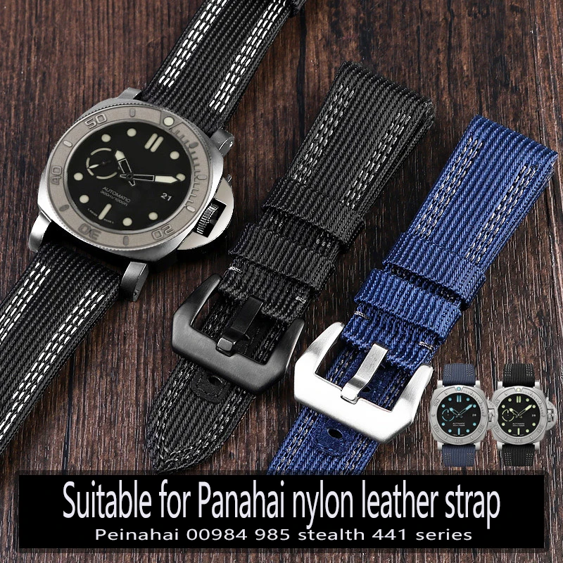 

For Panerai PAM00984 00985 Diving Series Bracelet High-quality Nylon Leather Watchband Men's 24MM 26MM Large Canvas Watch Chain