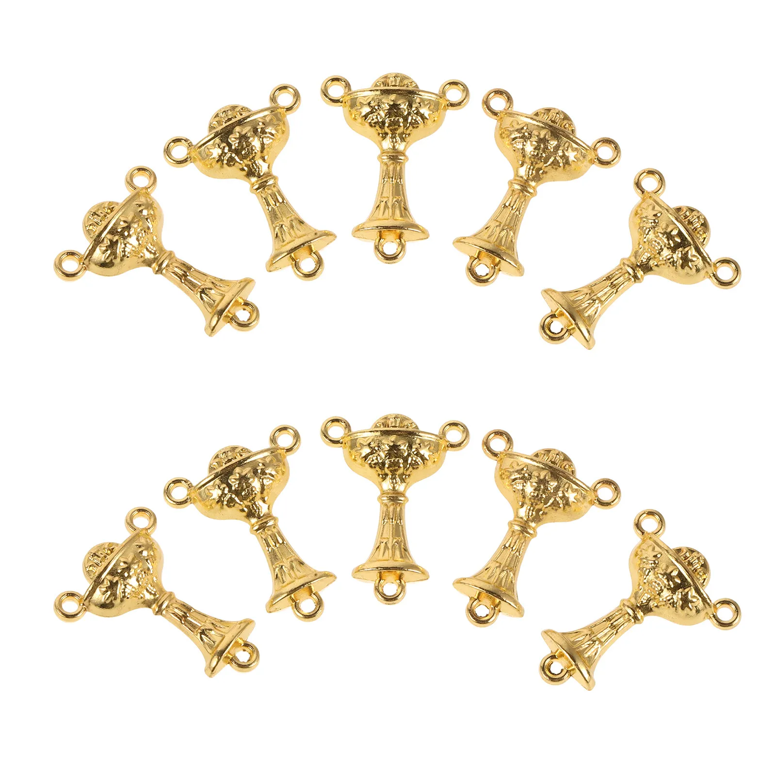 40Pcs Gold Metal Triple Hole Spacer Beads for Rosary Bracelet Necklace Making Christian Jewelry Craft Supplies