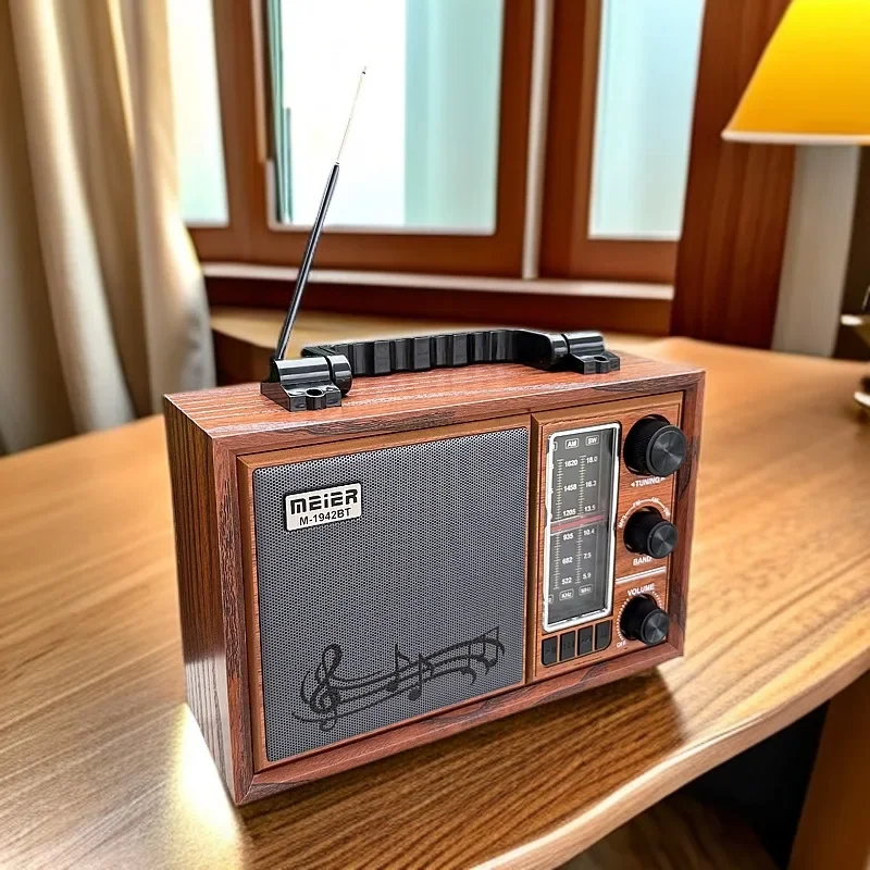 

Wooden Stero Wireless Bluetooth Speaker HIFI Sterero Mp3 Music Player Radio Receiver Rechargeable FM/AM/SW SUPPORT USB/SD/TF