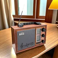 Wooden Stero Wireless Bluetooth Speaker HIFI Sterero Mp3 Music Player Radio Receiver Rechargeable FM/AM/SW SUPPORT USB/SD/TF