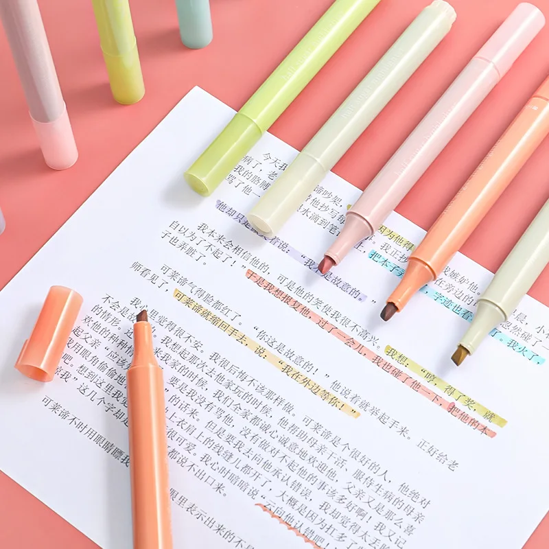 Light Colored Eye Protection Fluorescent Pen, Student High-value Hand Account Marker Pen, Large Capacity Slanted Head Marker Pen