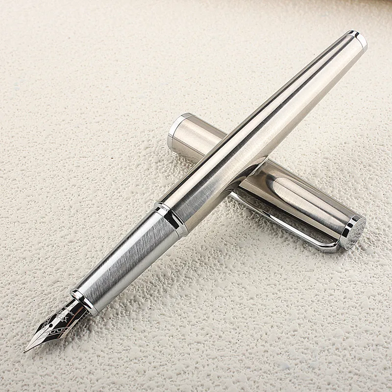 

Jinhao Metal Classic Fountain Pen Silver Cap Extra Fine Nib 0.5mm Ink Pen School Office Business Writing Pens Gifts A95