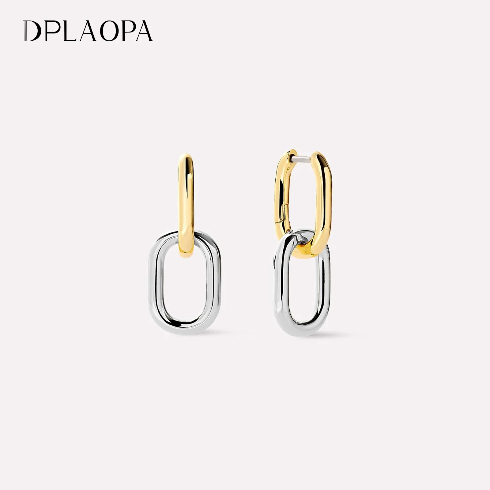 DPLAOPA 925 Sterling Silver Gold Two Irregular Circle Piercing Hoop Earrings 2024 Luxury Rock Punk Vintage Fine Women Jewelry