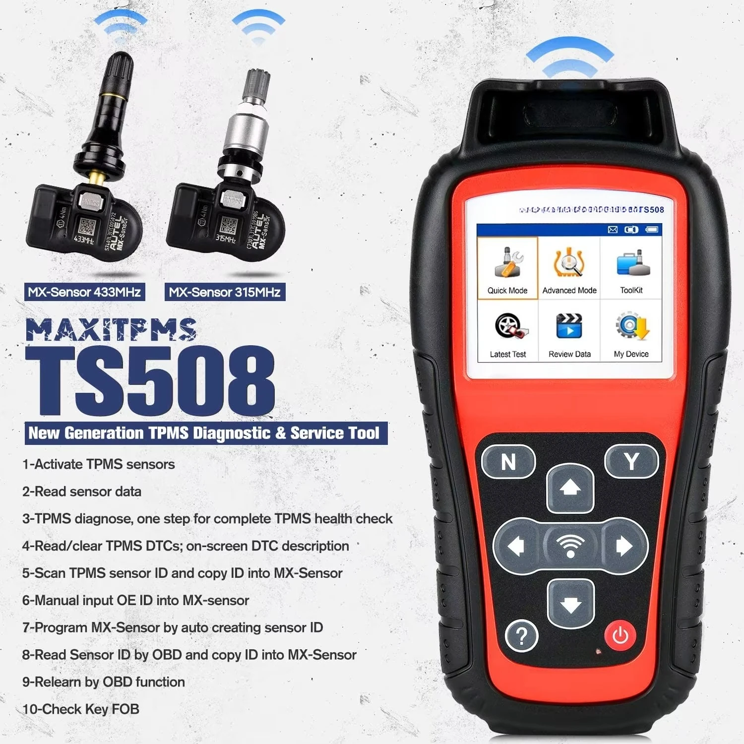 أفضل سعر أداة TPMS أجهزة استشعار MX قارئ رمز البرمجة TS508 Autel MaxiTPMS TS508 #6