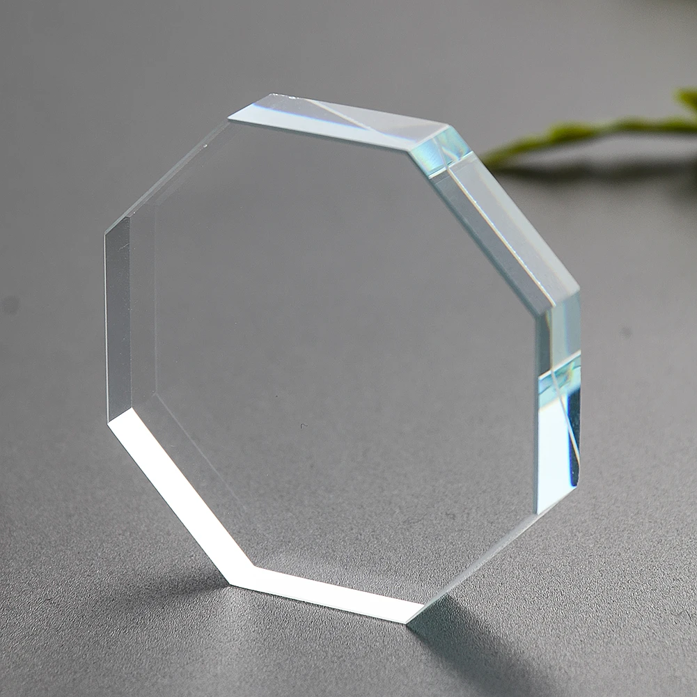 Wyczyść Faceted pryzmat szkło Octagon kryształ Aurora Sun Catcher biżuteria szczepione rzęsy Spacer stojak przycisk do papieru rzemiosło