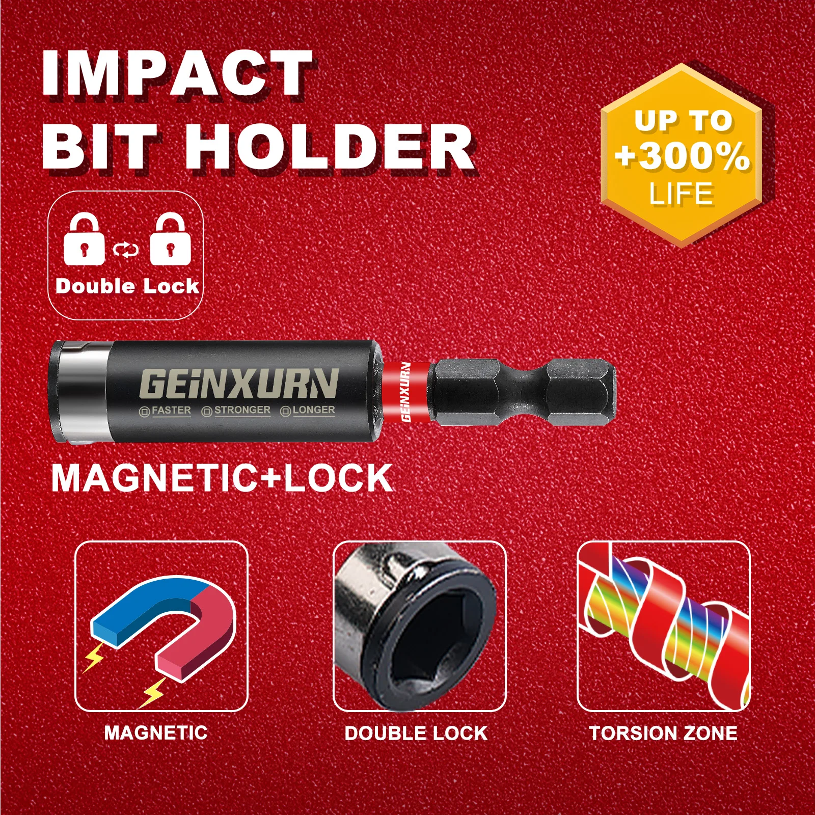 Geinxurn conjunto de bits de chave de fenda de impacto revestida de diamante de vários tamanhos, conjunto de bits ph2 de aço s2 magnético com 1 peça de chave de fenda holer