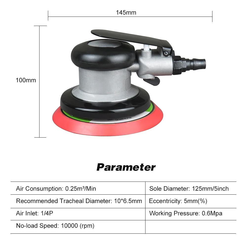 Lijadora neumática de 5 pulgadas, máquina de lijado de aire, herramienta pulidora de 125mm, lijadora eléctrica de aire