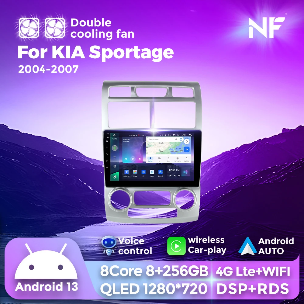 

NEW Android 13 QLED 8+256G Car Radio For Kia Sportage 2 2004-2007 Automotive Multimedia Video Player Carplay Auto GPS Navigation