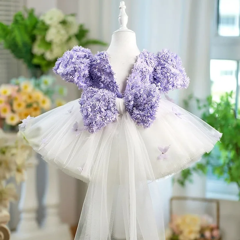 High Quality Children's Party Dress Host's Piano Performance Costume Holiday Dress A4956 Wholesale Girls Evening Gowns
