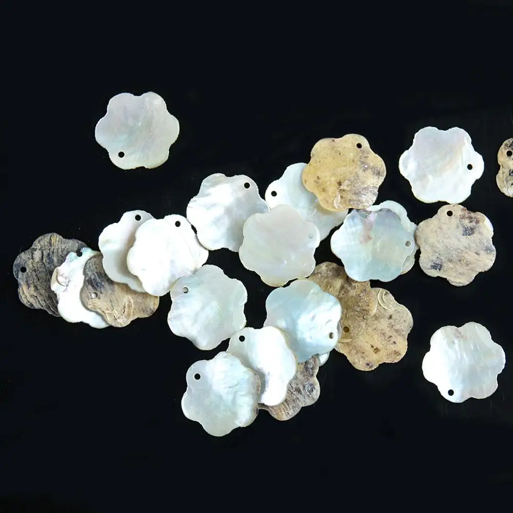 10pcs Random Shell Flower Shaped Beads Charm DIY Jewelry Pendant Making Spacer Single Hole Mother of Pearl Sea Shell Hand Crafts
