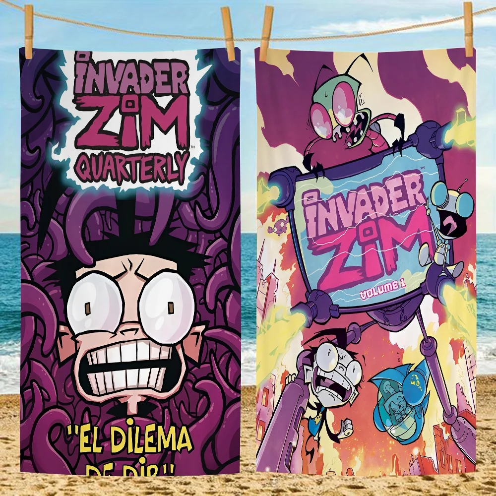 I-Invader Z-Zim Cartoon Microfiber Beach Towel Absorbent Quick Dry Soft Yoga Swimming Resort Mountain Climbing Towel