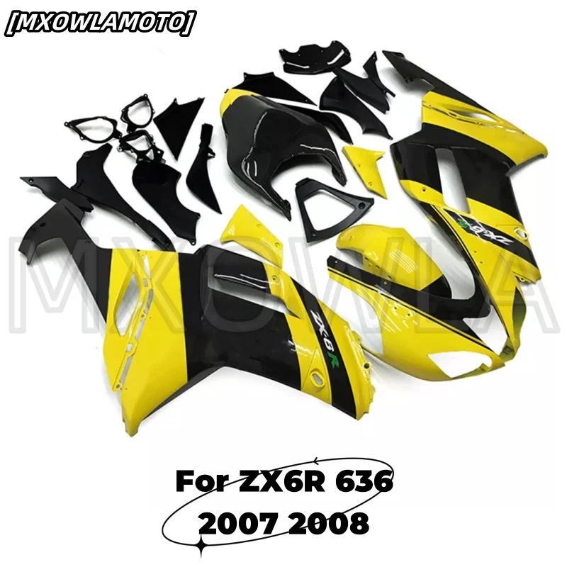 Motorcycle Fairings Kit for  ZX6R ZX-6R ZX-636 2007 2008 Bodywork Set High Quality ABS Injection New yellow black