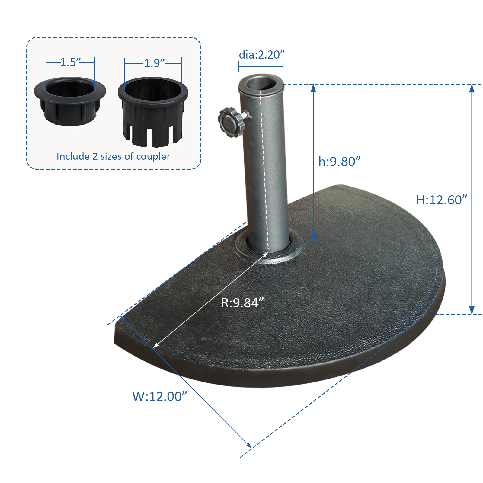 Jardina Half Ronde Patio Paraplu Base Hars Paraplubak