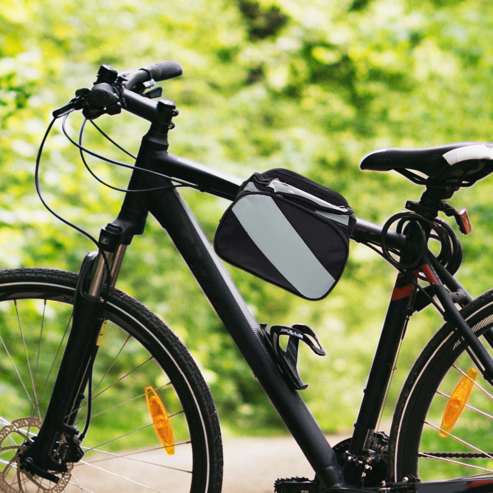 

Mountain Bike Bag Waterproof Frame Bag For Bicycle Front Tube Storage Phone Holder Large Capacity Double Pouch Cycling