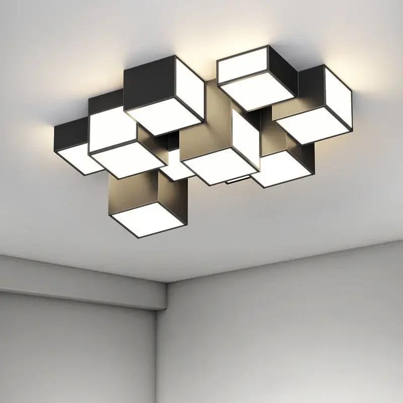 

Creative Led Square Chandeliers Modern Atmospheric Ceiling Light Fixture for Living Bedroom Dining Room Home Decor