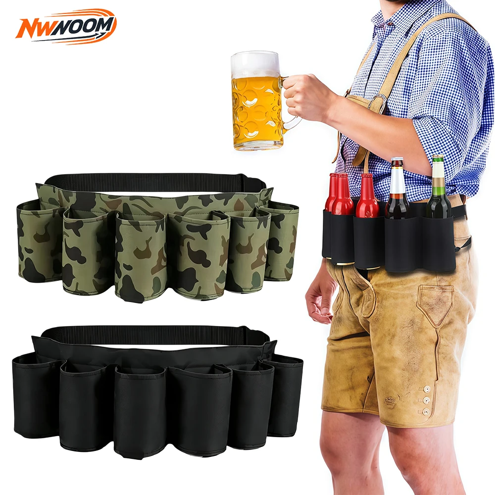 1-2Pcs Drink Waist Holder,6 Cans Beer Soda Belt Holster Adjustable Waist Pack Bag Christmas Party Picnic Camping Hiking Barbeque