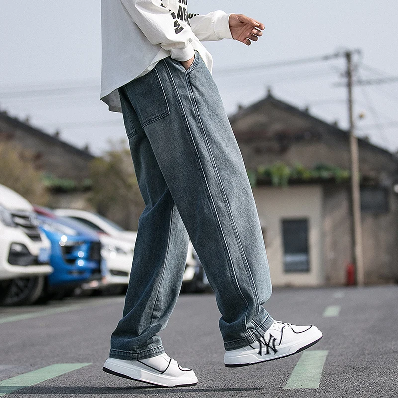 

American Sle Straight Leg Men's Jeans Casual Wide Leg Spring Autumn New Trendy Brand Vintage Loose Fit Casual Long Trousers