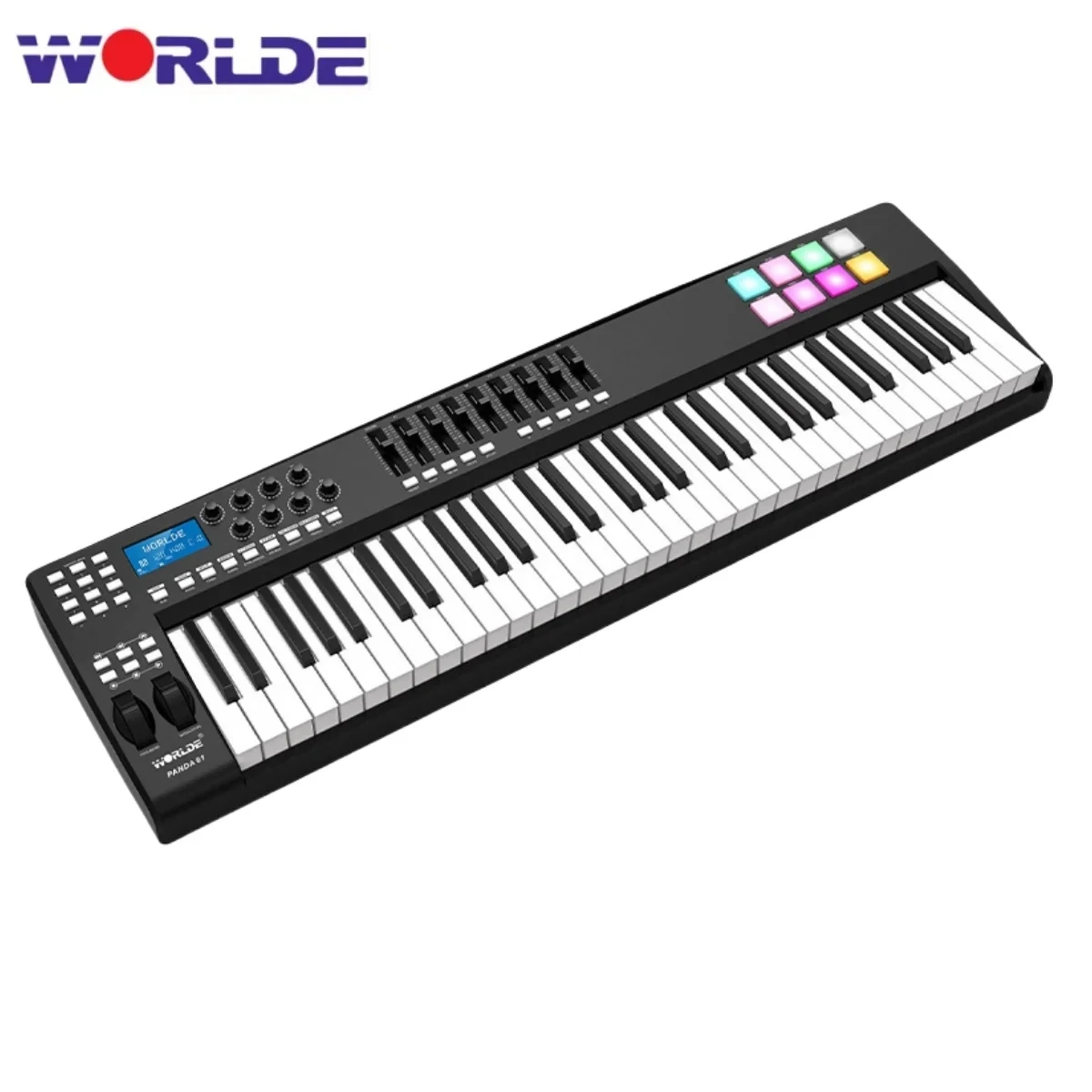 WORLDE PANDA61 Ultra-Compact 61 Key MIDI Keyboard 8 RGB Matrix USB-C Bus Power Plug and Play for iOS Android Producers and DJs