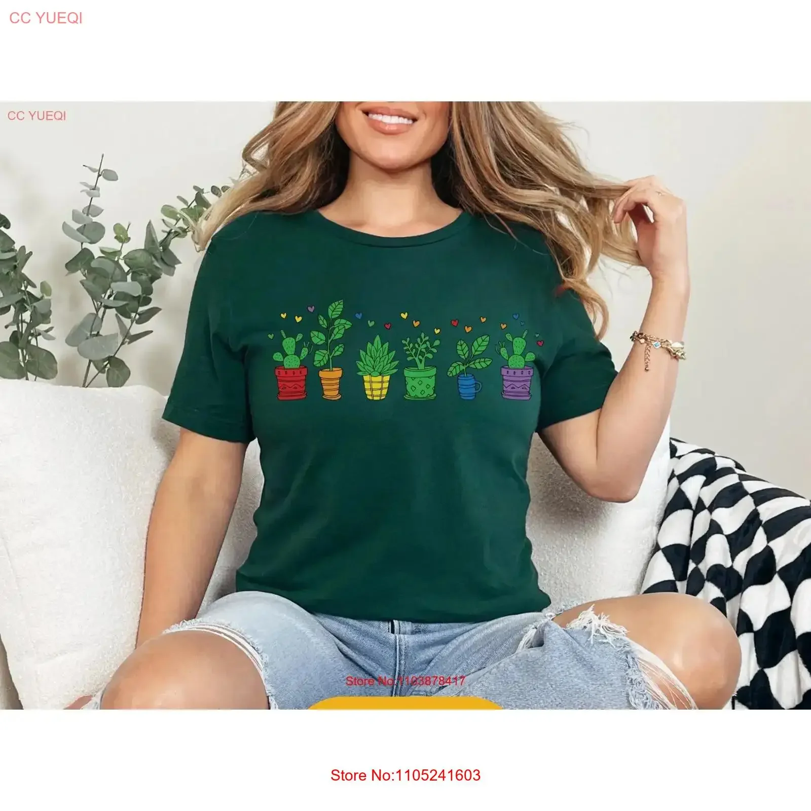 Plant Pride T Shirt LGBTQ Ally Subtle Lesbian Gay Cute vintage Washed Comfortable Casual Versatile fashion streetwear Unisex