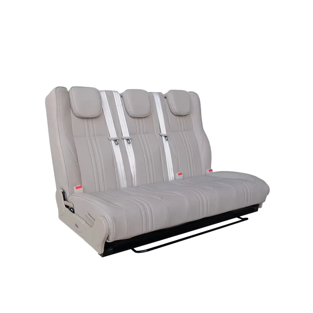 

Bifold Foldable Bench Seat with ISOFIX Swivel Mechanism Seat Belts-for RV Interior Accessories