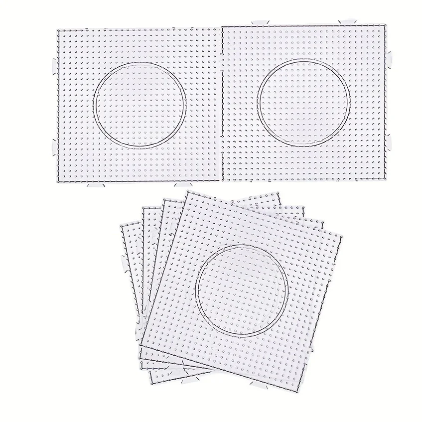 Fuse Bead Board Plastic Nail Board Kit Large Square Transparent Suitable for 5 MM Craft Beads, 4 Pieces Pegboards